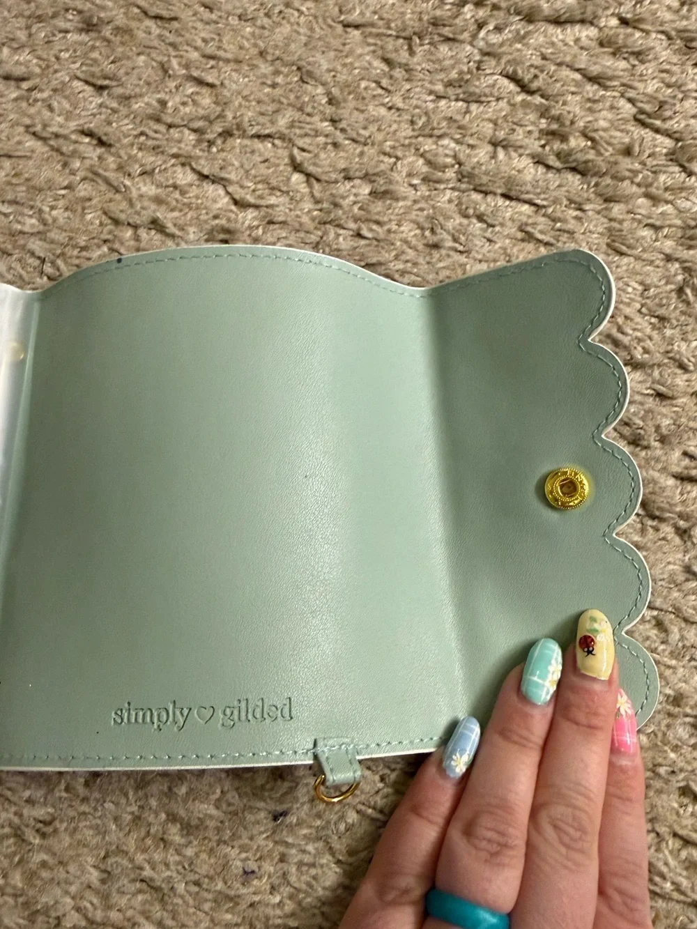 Simply Gilded White Peach Floral Scalloped Vegan Leather Mini Sticker Album